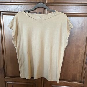 Loft Women's Modern Wedge Tan Crew Neck T-Shirt Medium